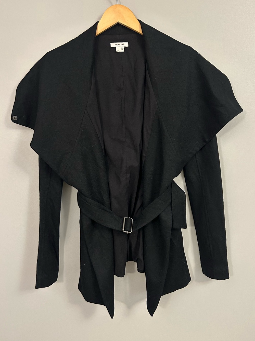 Helmut Lang Black Draped Belted Cardigan XS